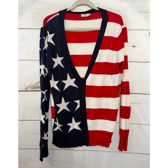 Tobi American Flag Cardigan Size SM Patriotic - Picture 1 of 8